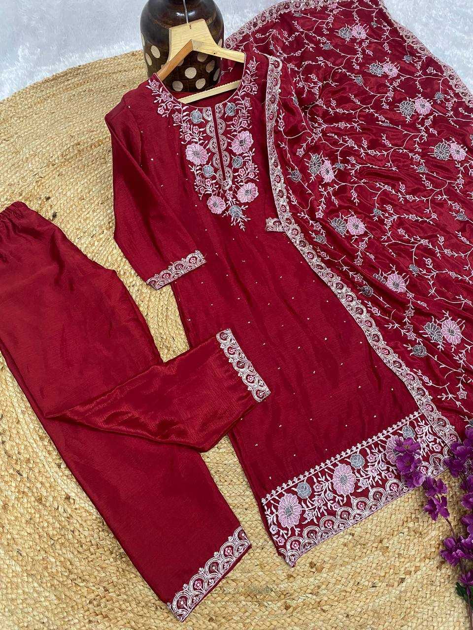 YNF CHINON KESH164 G72 SUITS & DRESSES WHOLESALE EMBROIDRY LADIES LONG KURTI RED SALWAR SUITS MANUFACTURE - Deevit International