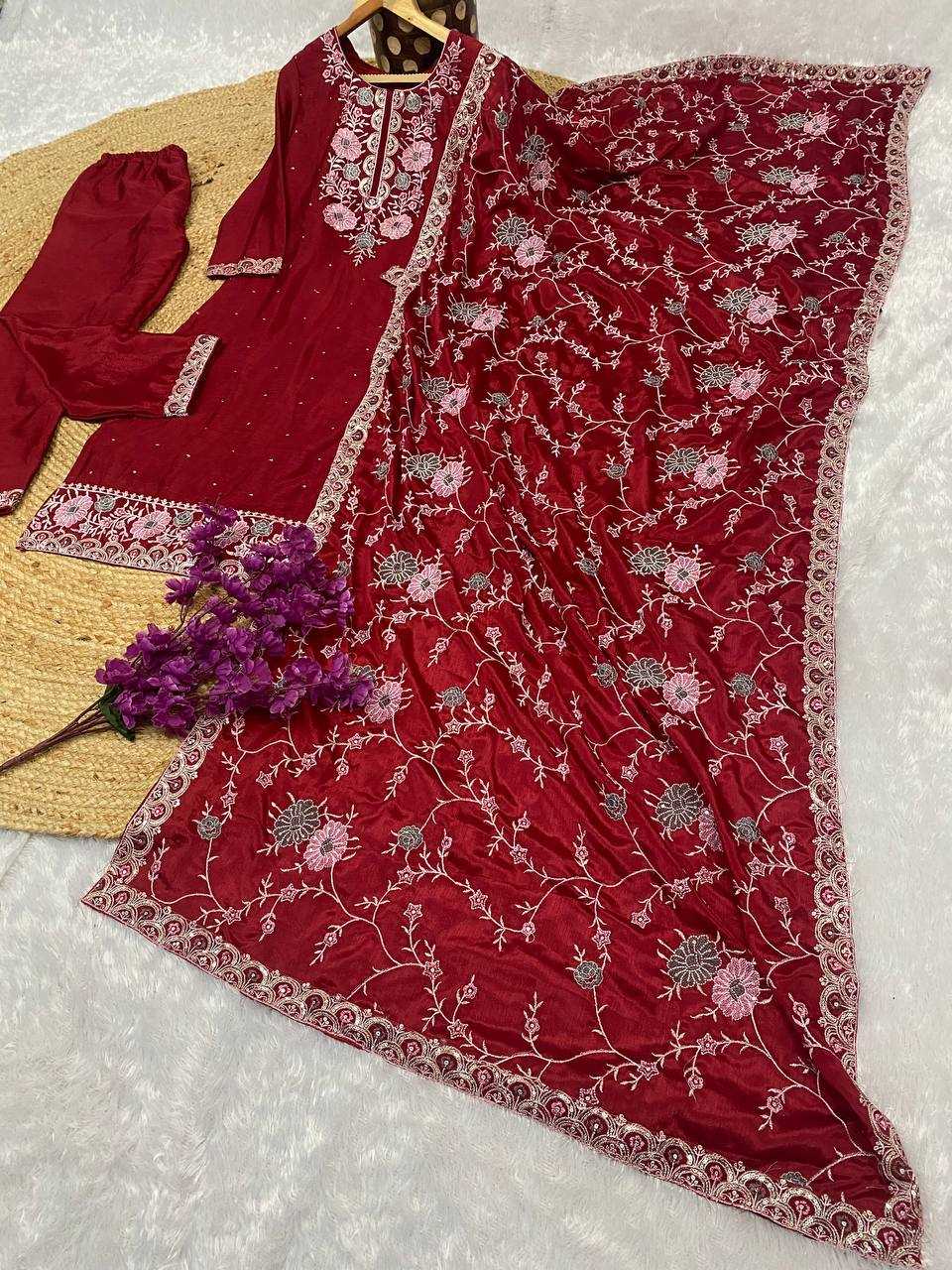 YNF CHINON KESH164 G72 SUITS & DRESSES WHOLESALE EMBROIDRY LADIES LONG KURTI RED SALWAR SUITS MANUFACTURE - Deevit International