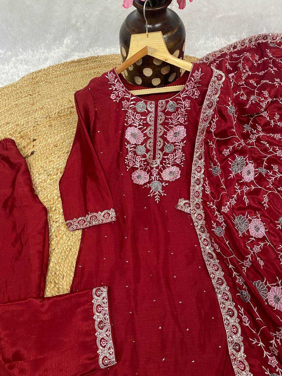 YNF CHINON KESH164 G72 SUITS & DRESSES WHOLESALE EMBROIDRY LADIES LONG KURTI RED SALWAR SUITS MANUFACTURE - Deevit International