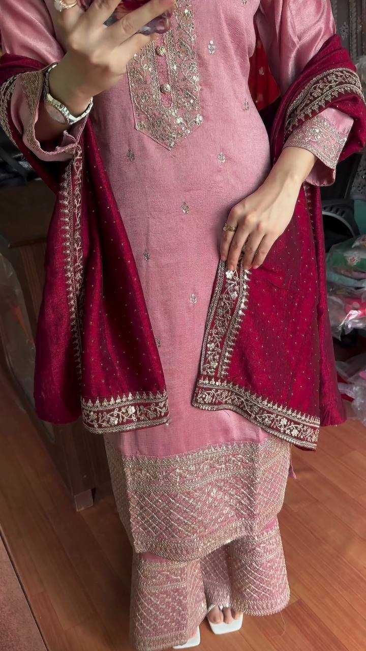 YNF CHINON KESH164 G76 SUITS & DRESSES WHOLESALE EMBROIDERY LONG KURTI PINK SALWAR SUITS MANUFACTURE - Deevit International