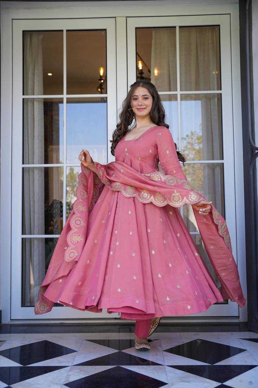 YNF CHINON KESH232 985 GOWNS WHOLESALE EMBROIDERY ANARKALI SILK FANCY GOWNS MANUFACTURER - Deevit International