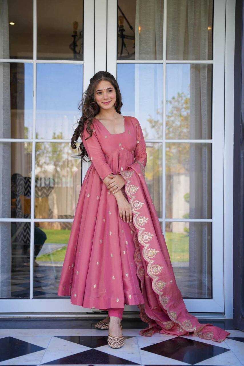 YNF CHINON KESH232 985 GOWNS WHOLESALE EMBROIDERY ANARKALI SILK FANCY GOWNS MANUFACTURER - Deevit International