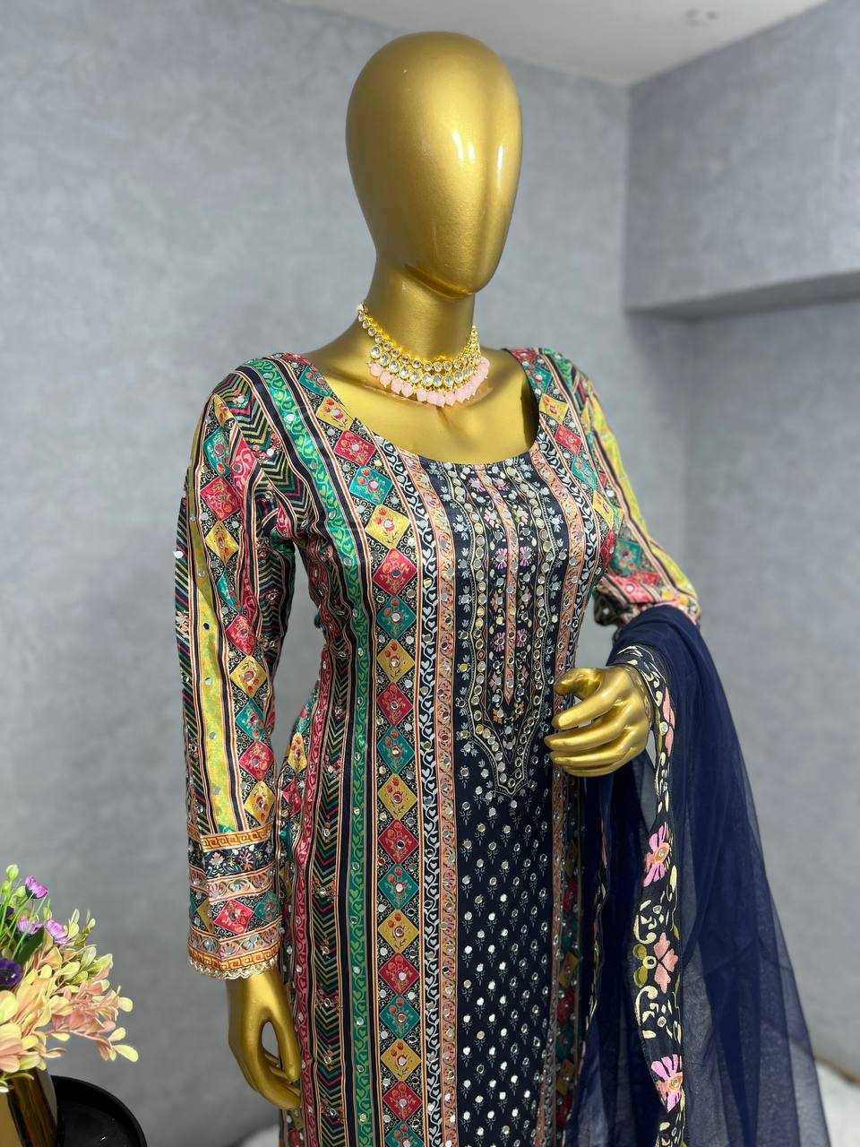 YNF CHINON SILK KESH159 1309 SUITS & DRESSES WHOLESALE SILK EMBROIDERY LONHG KURTI SUITS MANUFACTURE - Deevit International