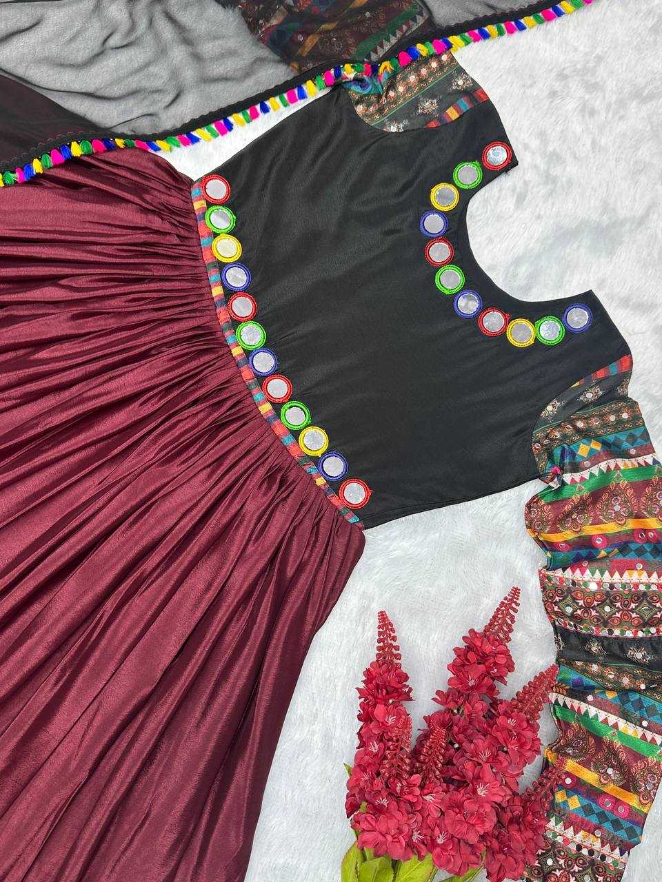 YNF CHINON SILK KESH228 547 GOWNS WHOLESALE LONG WORK NAVRATRI GOWNS MANUFACTURER - Deevit International