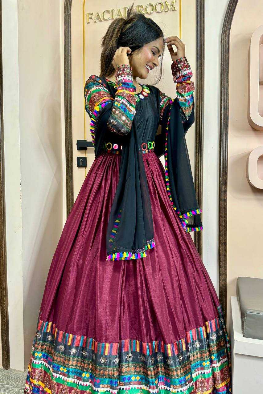 YNF CHINON SILK KESH228 547 GOWNS WHOLESALE LONG WORK NAVRATRI GOWNS MANUFACTURER - Deevit International