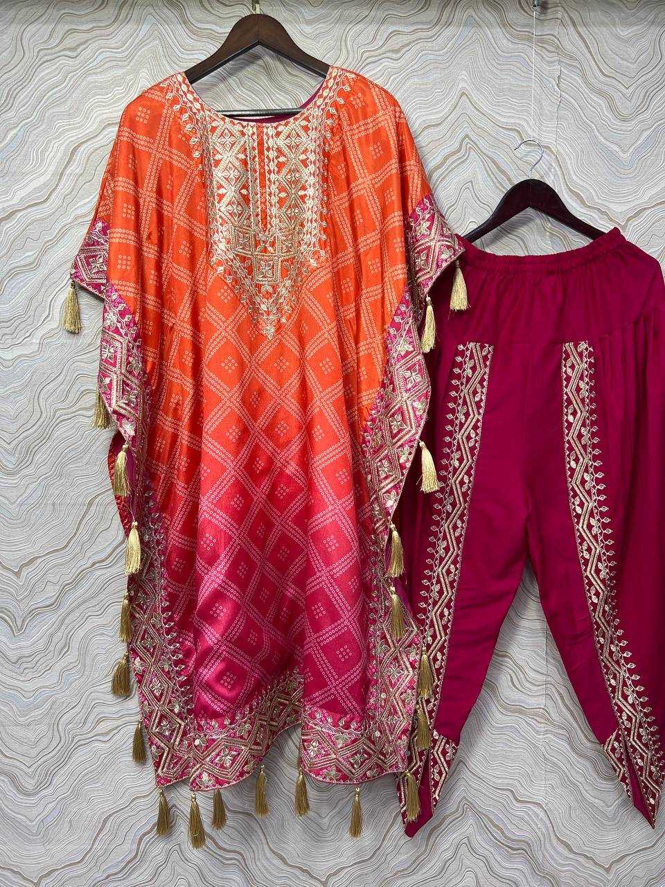 YNF CHINON SILK KESH228 564 KURTIS WHOLESALE EMBROIDERED KAFTAN SILK KURTIS MANUFACTURER - Deevit International