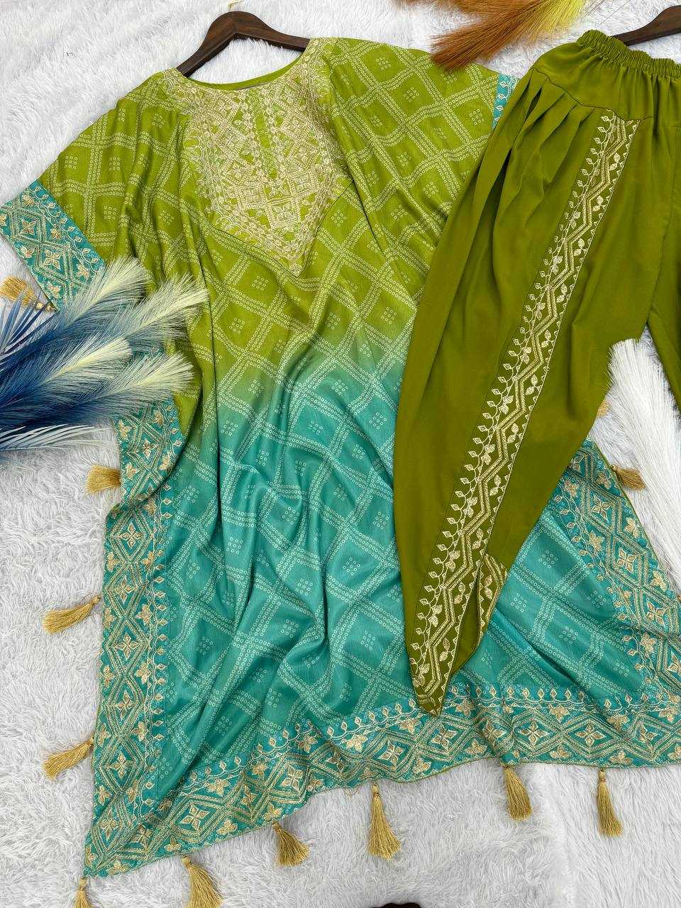 YNF CHINON SILK KESH228 564 SUITS & DRESSES WHOLESALE LADIES SILK DHOTI SALWAR EMBROIDERY KAFTAN SUITS MANUFACTURE - Deevit International