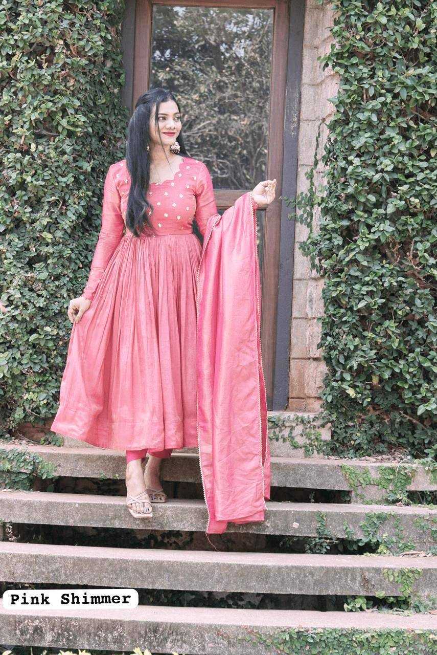 YNF CHINON SILK KESH232 982 GOWNS WHOLESALE FANCY ANARKALI SILK GOWNS MANUFACTURER - Deevit International