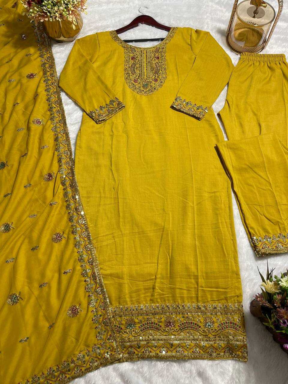 YNF COTTON KESH227 1001 SUITS & DRESSES WHOLESALE LADIES EMBROIDERY COTTON LONG KURTIS YELLOW SALWAR SUITS MANUFACTURER