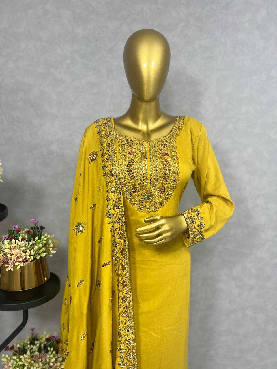 YNF COTTON KESH227 1001 SUITS & DRESSES WHOLESALE LADIES EMBROIDERY COTTON LONG KURTIS YELLOW SALWAR SUITS MANUFACTURER