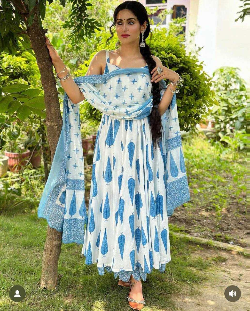 YNF COTTON KESH240 391 GOWNS WHOLESALE PRINTED ANARKALI FANCY SLEEVELESS GOWNS MANUFACTURER