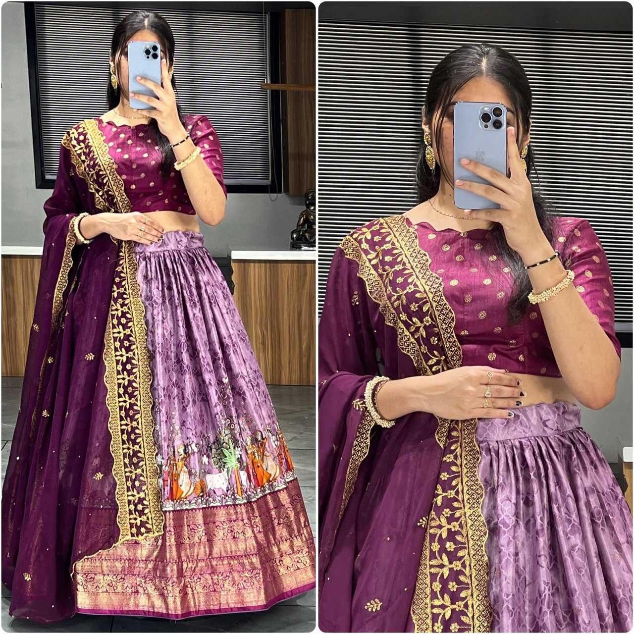 YNF DOLA SILK RIN119 7110 LEHENGAS WHOLESALE FANCY SILK WEDDING PRINTED LEHENGAS MANUFACTURER - Deevit International