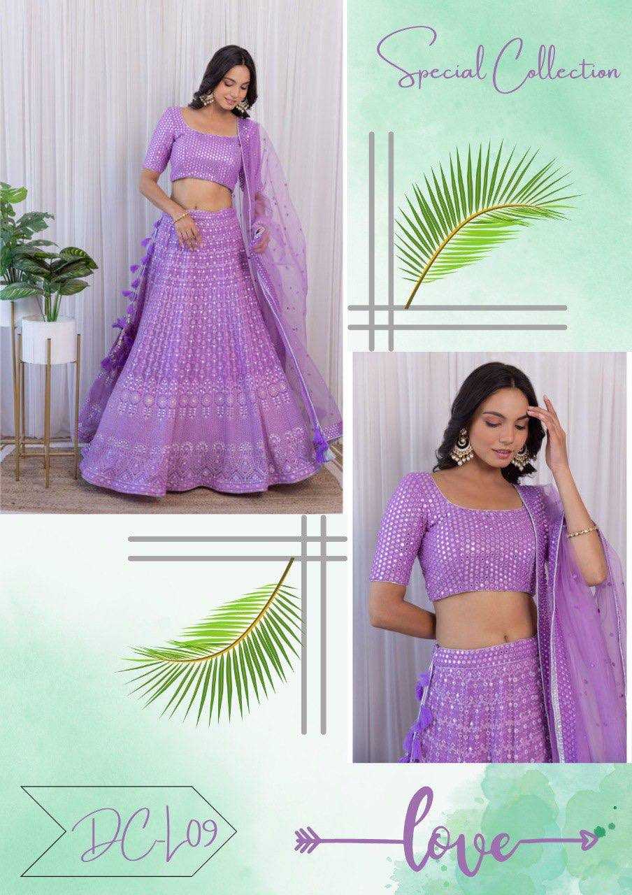 YNF FAUX GEORGETTE KESH164 L09 LEHENGAS WHOLESALE DESIGENR GEORGETTE WEDDING SEQUINS PURPLE LEHENGAS MANUFACTURER - Deevit International