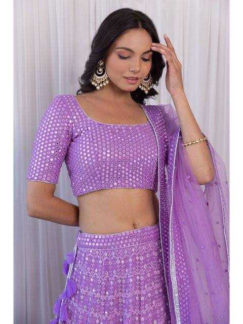 YNF FAUX GEORGETTE KESH164 L09 LEHENGAS WHOLESALE DESIGENR GEORGETTE WEDDING SEQUINS PURPLE LEHENGAS MANUFACTURER - Deevit International