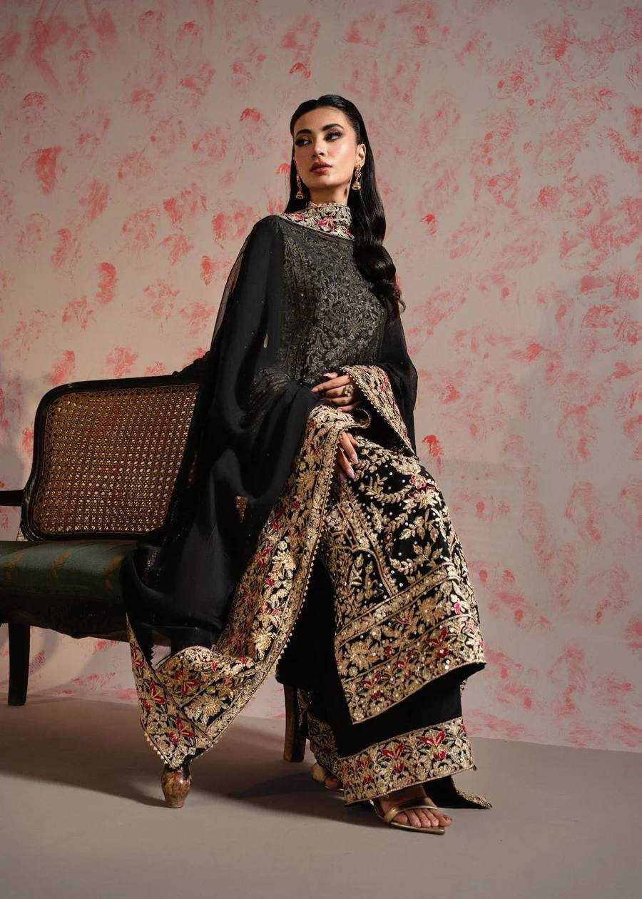 YNF FAUX GEORGETTE KESH228 570 SUITS & DRESSES WHOLESALE GEORGETTE EMBROIDERY LONG KURTI BLACK SUITS MANUFACTURE - Deevit International