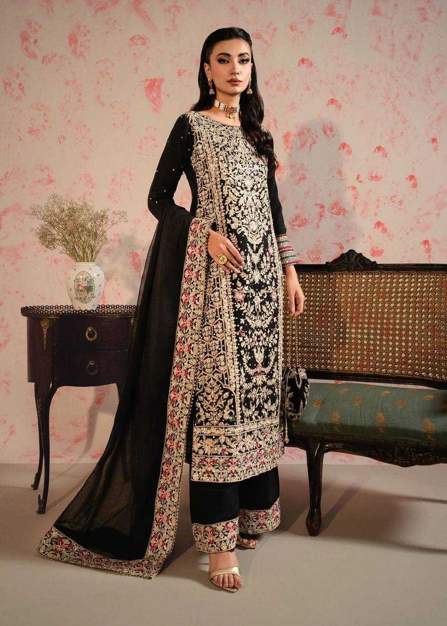 YNF FAUX GEORGETTE KESH228 570 SUITS & DRESSES WHOLESALE GEORGETTE EMBROIDERY LONG KURTI BLACK SUITS MANUFACTURE - Deevit International