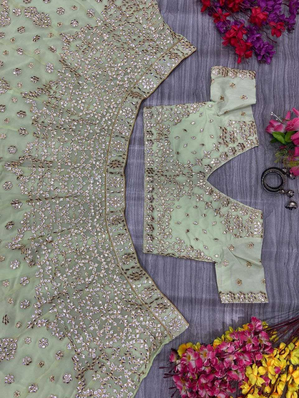 YNF FAUX GEORGETTE RIN121 1001 LEHENGAS WHOLESALE DESIGENR BRIDAL WEDDING GEORGETTE PECEPTION LEHENGAS MANUFACTURER - Deevit International