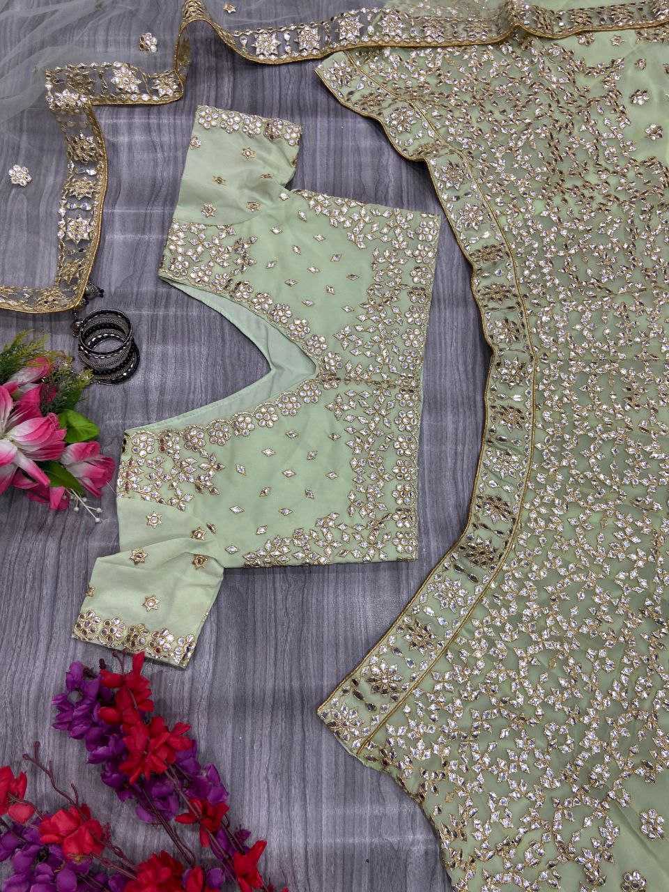 YNF FAUX GEORGETTE RIN121 1001 LEHENGAS WHOLESALE DESIGENR BRIDAL WEDDING GEORGETTE PECEPTION LEHENGAS MANUFACTURER - Deevit International