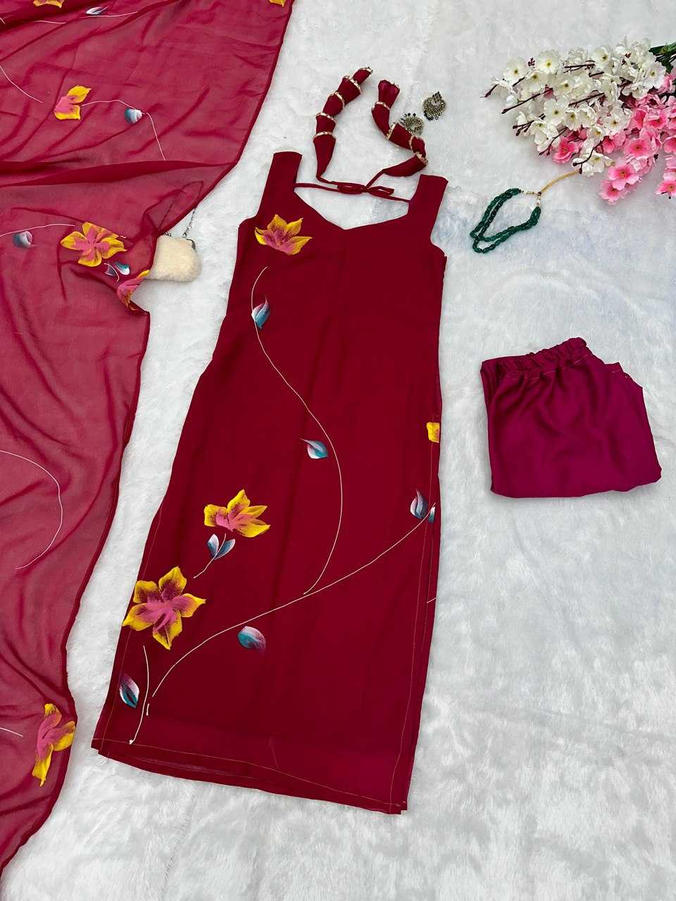 YNF GEORGETTE KESH154 256 SUITS & DRESSES WHOLESALE PRINTED SLEEVELEES GEORGETTE LONG KURTIS SUITS MANUFACTURER