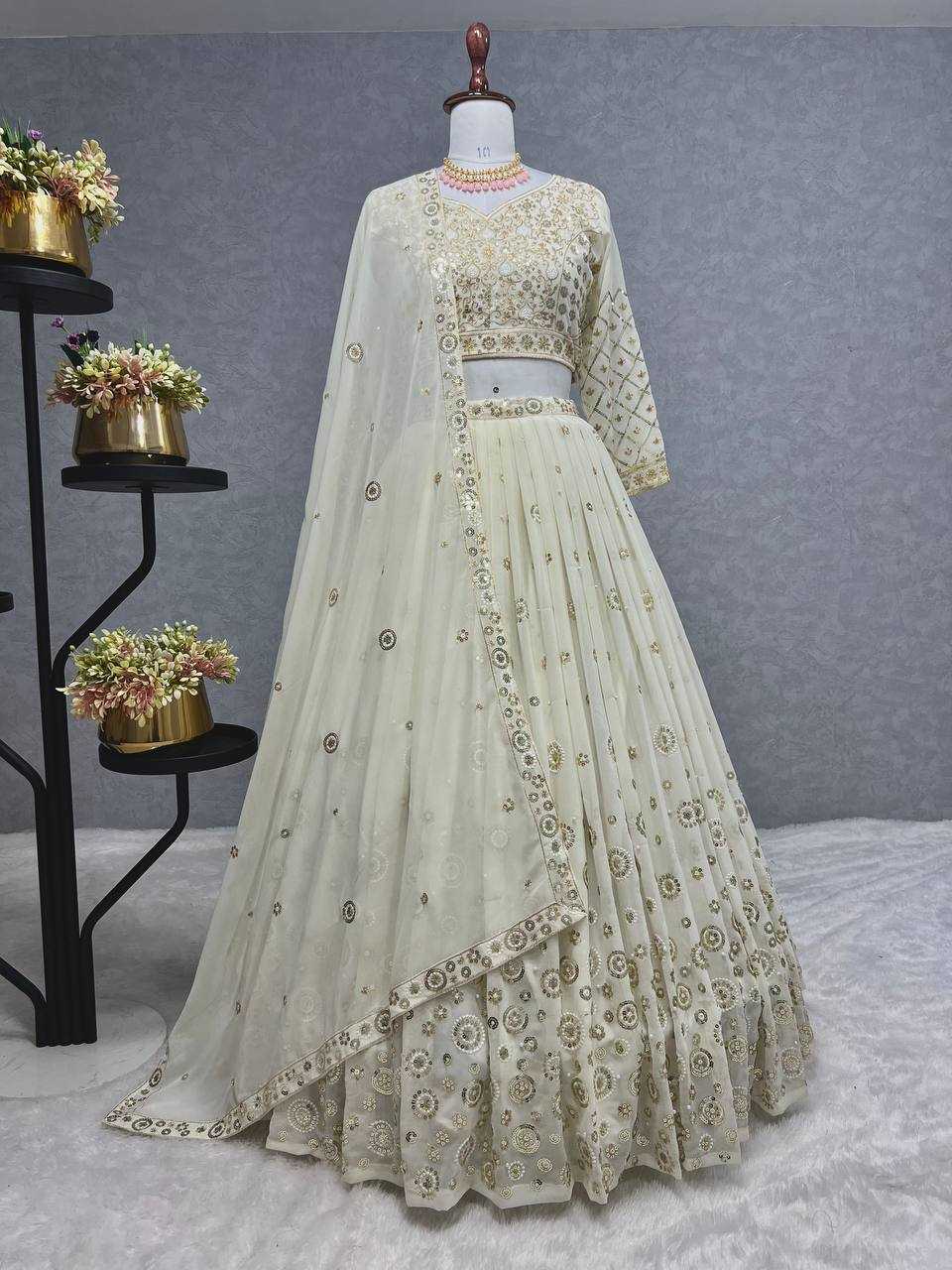 YNF GEORGETTE KESH228 551 LEHENGAS WHOLESALE DESIGENR GEORGETTE WEDDING EMBROIDERED WEDDING OUTFITS LEHENGAS MANUFACTURER - Deevit International