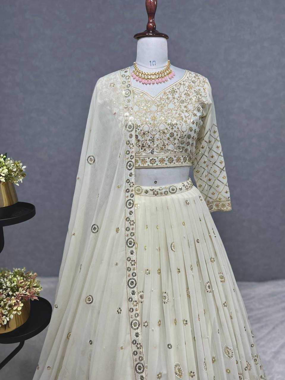 YNF GEORGETTE KESH228 551 LEHENGAS WHOLESALE DESIGENR GEORGETTE WEDDING EMBROIDERED WEDDING OUTFITS LEHENGAS MANUFACTURER - Deevit International