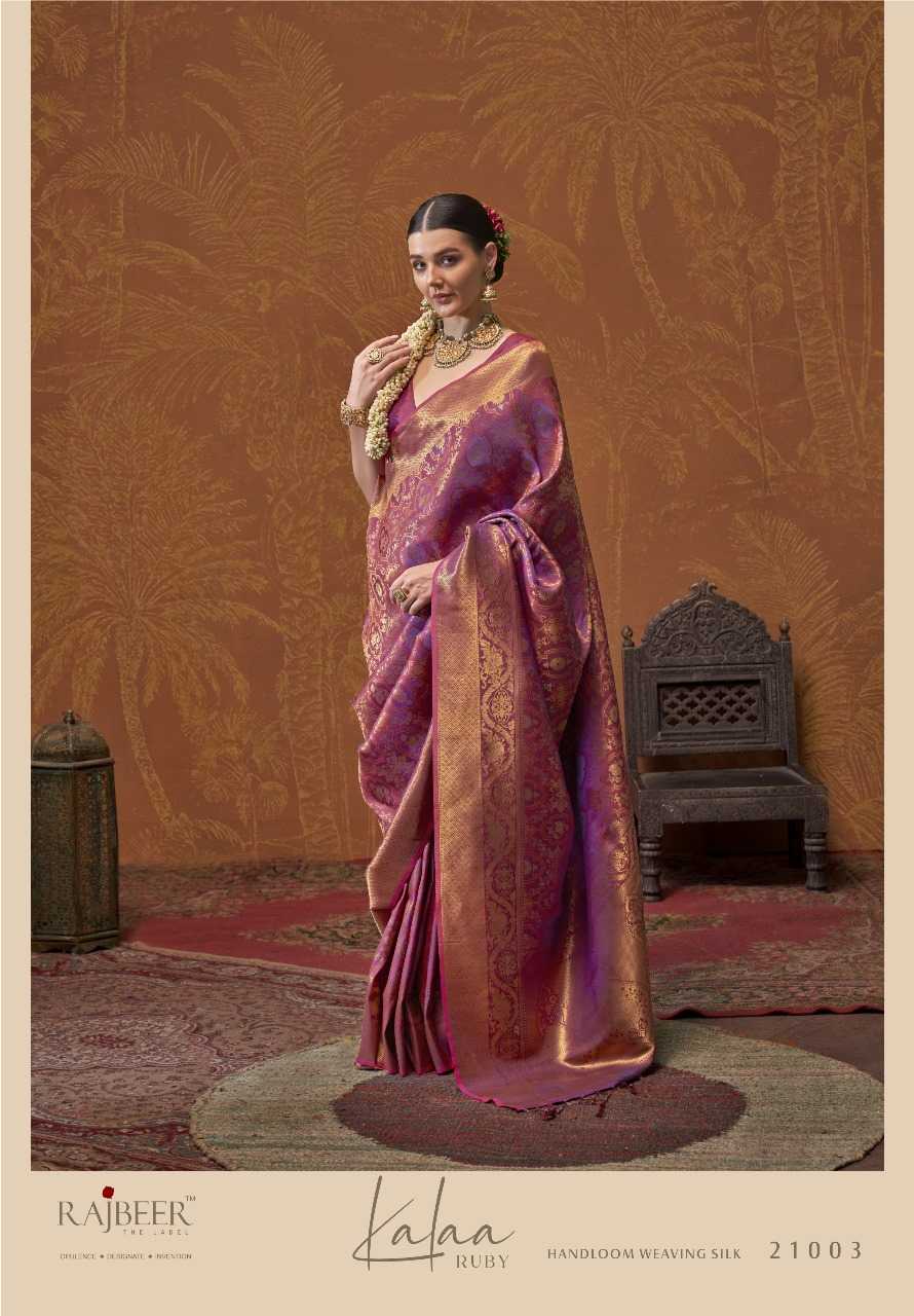 YNF HANDLOOM SILK RAJBEER KESH235 KALAA-RUBY CLOTHING BRANDS WHOLESALE SAREES MANUFACTURER - Deevit International