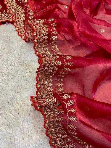 YNF JIMMY CHOO RIN187 671 SAREES WHOLESALE EMBRODERY JIMMY CHOO SEQUIN CUTWORK RED SAREES MANUFACTURER - Deevit International