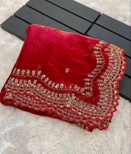 YNF JIMMY CHOO RIN187 671 SAREES WHOLESALE EMBRODERY JIMMY CHOO SEQUIN CUTWORK RED SAREES MANUFACTURER - Deevit International