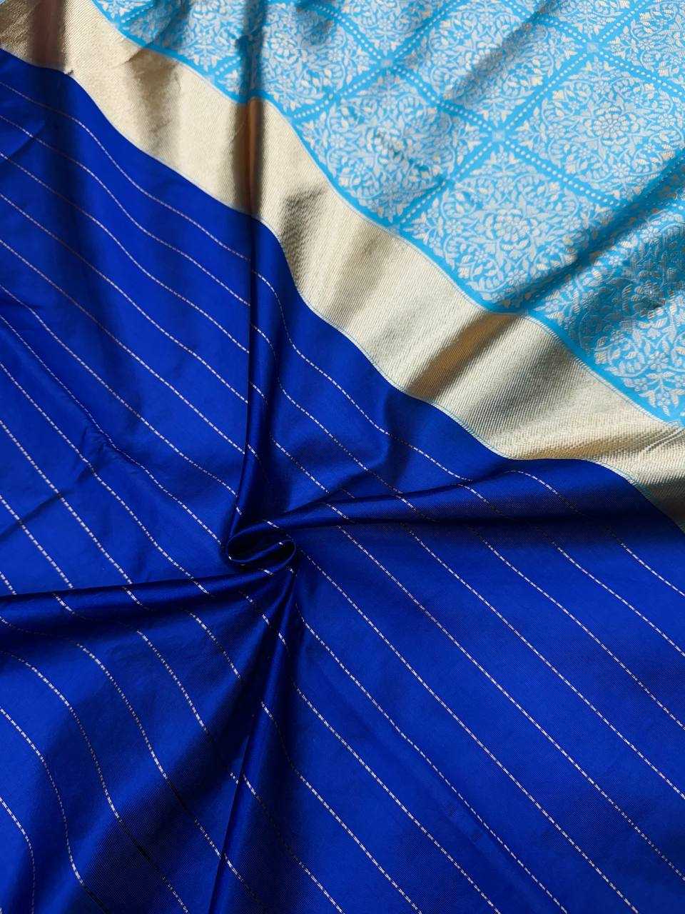 YNF LICHI SILK KESH162 VRT101 SAREES WHOLESALE LADIES SILK BLUE ZARI BORDER SAREES MANUFACTURER - Deevit International