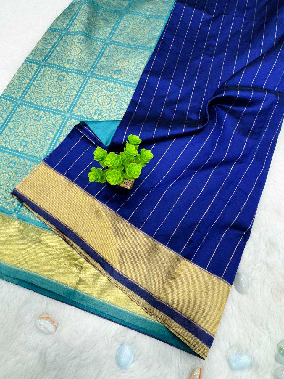 YNF LICHI SILK KESH162 VRT101 SAREES WHOLESALE LADIES SILK BLUE ZARI BORDER SAREES MANUFACTURER - Deevit International