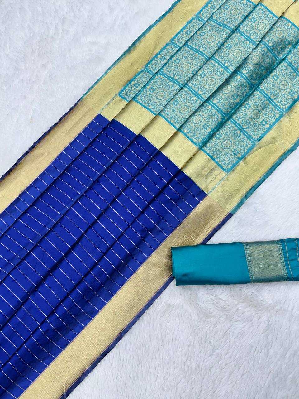 YNF LICHI SILK KESH162 VRT101 SAREES WHOLESALE LADIES SILK BLUE ZARI BORDER SAREES MANUFACTURER - Deevit International