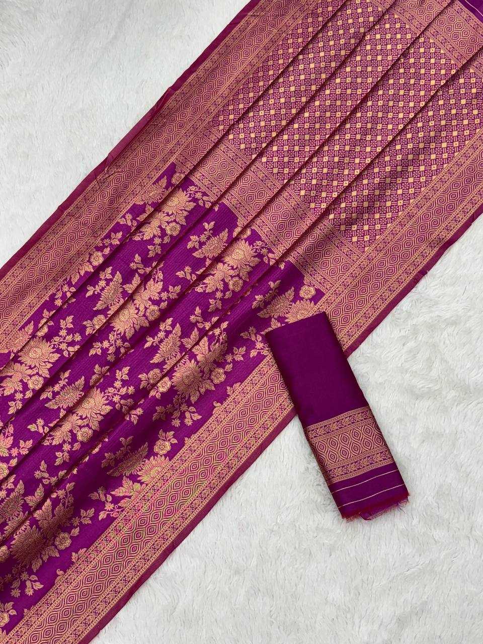 YNF LICHI SILK KESH162 VRT103 SAREES WHOLESALE ZARI BORDER SILK PURPLE SAREES MANUFACTURER - Deevit International