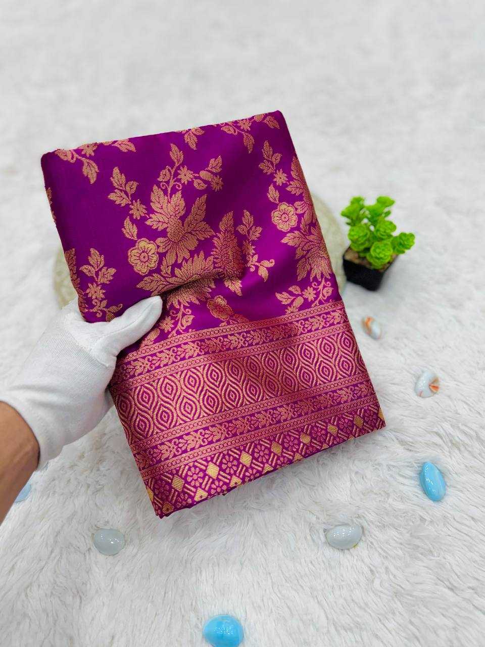 YNF LICHI SILK KESH162 VRT103 SAREES WHOLESALE ZARI BORDER SILK PURPLE SAREES MANUFACTURER - Deevit International