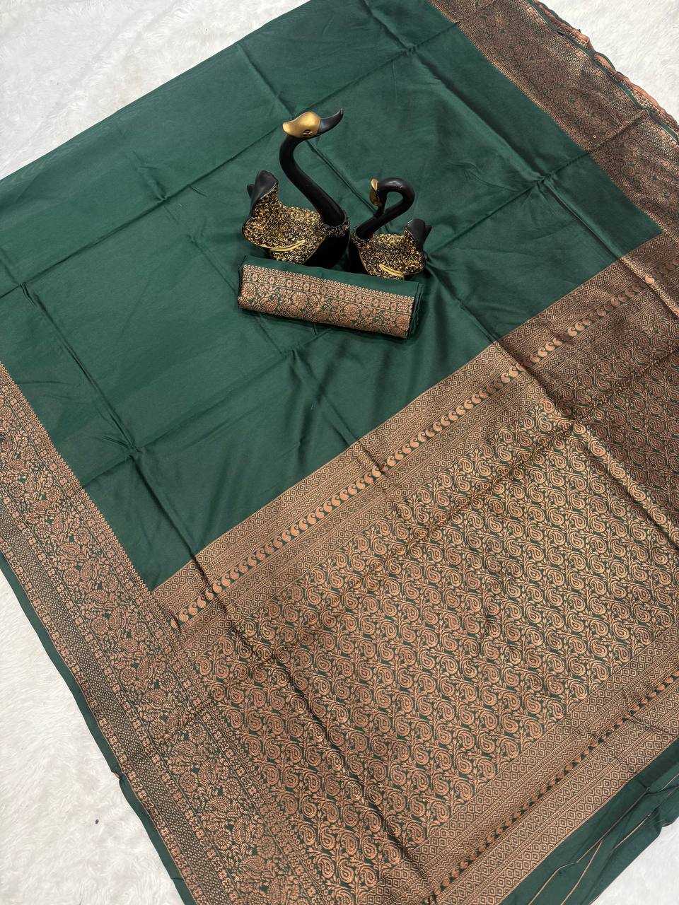 YNF LICHI SILK RIN179 768 SAREES WHOLESALE LADIES SILK GREEN ZARI BORDER SAREES MANUFACTURER - Deevit International