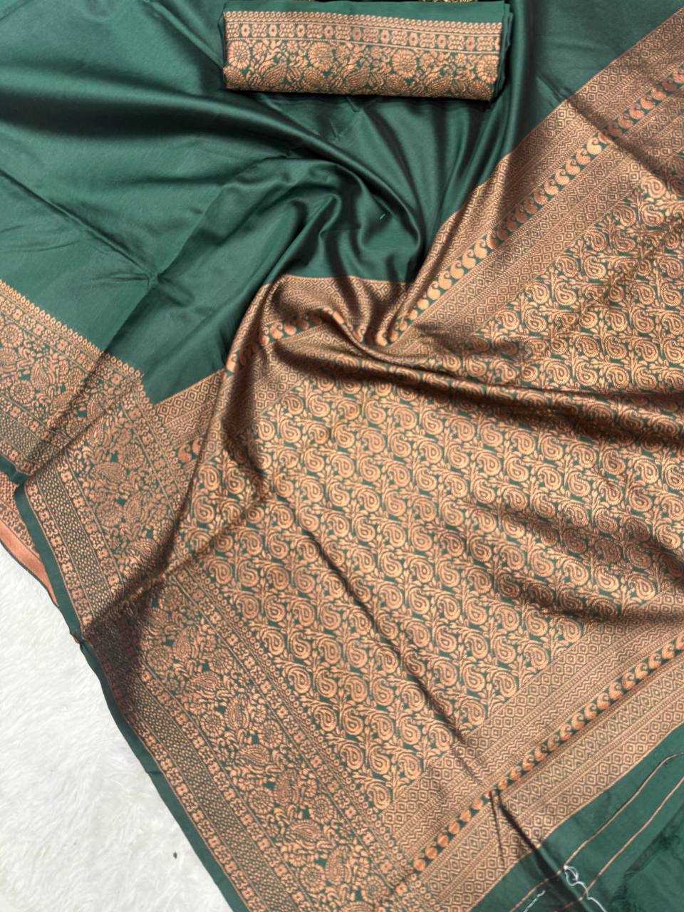 YNF LICHI SILK RIN179 768 SAREES WHOLESALE LADIES SILK GREEN ZARI BORDER SAREES MANUFACTURER - Deevit International