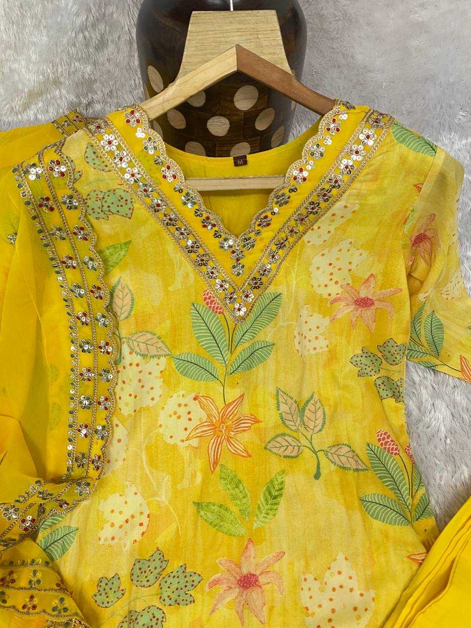 YNF MUSLIN KESH164 G60 SUITS & DRESSES WHOLESALE PRINTED LONG KURTI YELLOW SALWAR EMBROIDRY SUITS MANUFACTURE - Deevit International