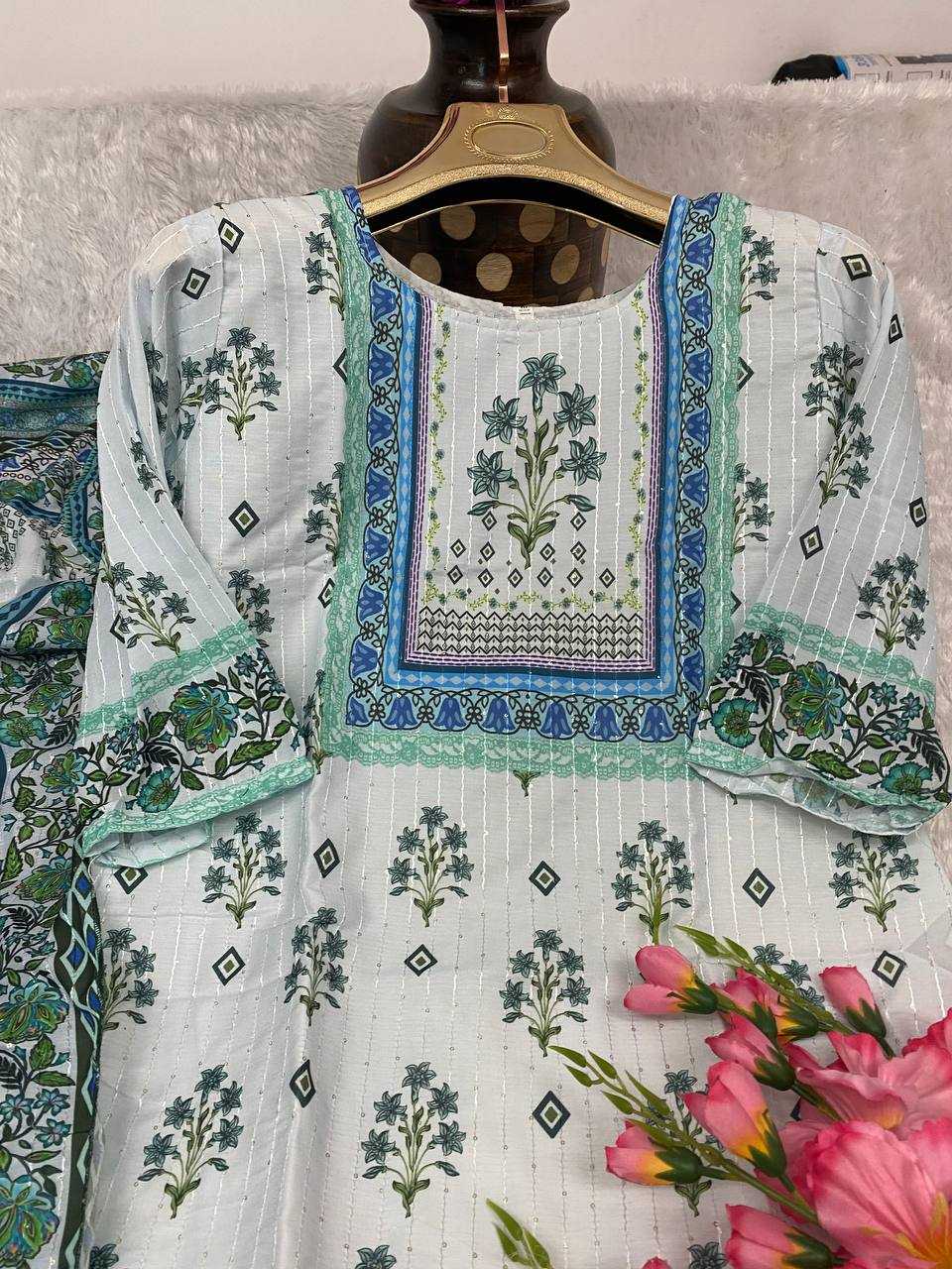 YNF MUSLIN KESH164 G63 SUITS & DRESSES WHOLESALE PRINTED LONG KURTI WHITE SALWAR SUITS MANUFACTURE - Deevit International