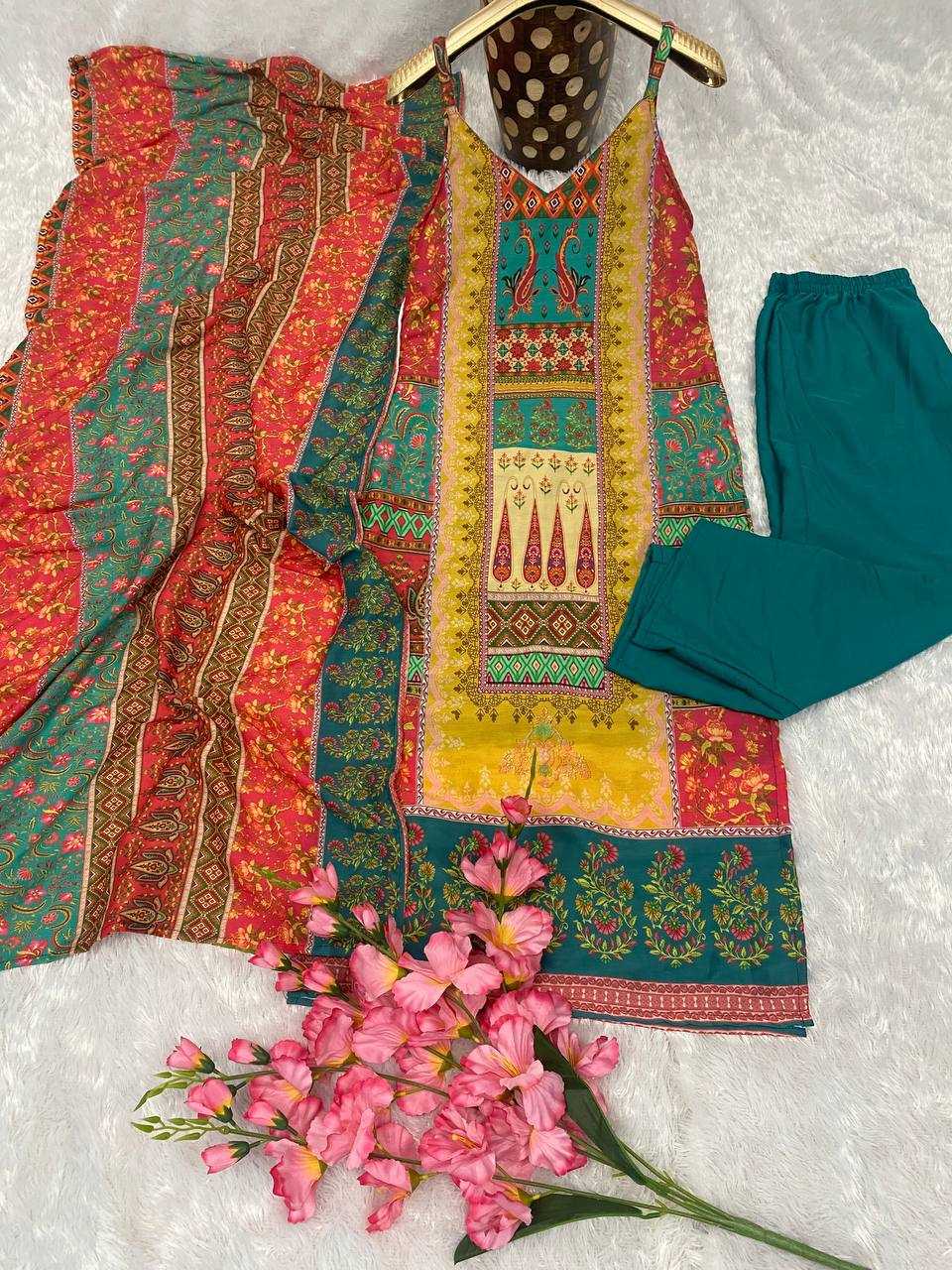 YNF MUSLIN KESH164 G65 SUITS & DRESSES WHOLESALE PRINTED LONG KURTI SLEEVELESS DRESSES SUITS MANUFACTURE - Deevit International