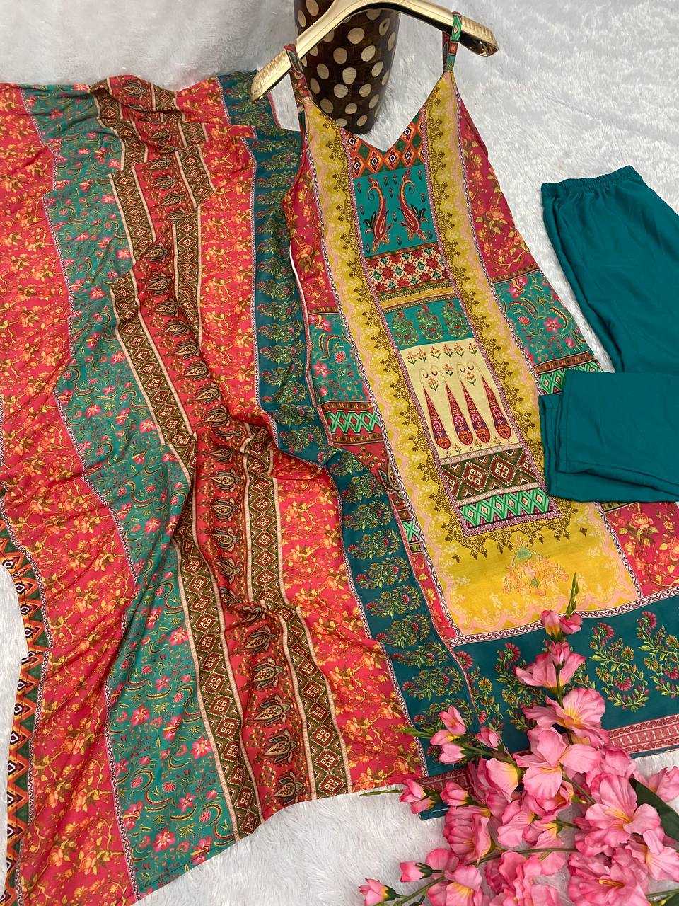 YNF MUSLIN KESH164 G65 SUITS & DRESSES WHOLESALE PRINTED LONG KURTI SLEEVELESS DRESSES SUITS MANUFACTURE - Deevit International