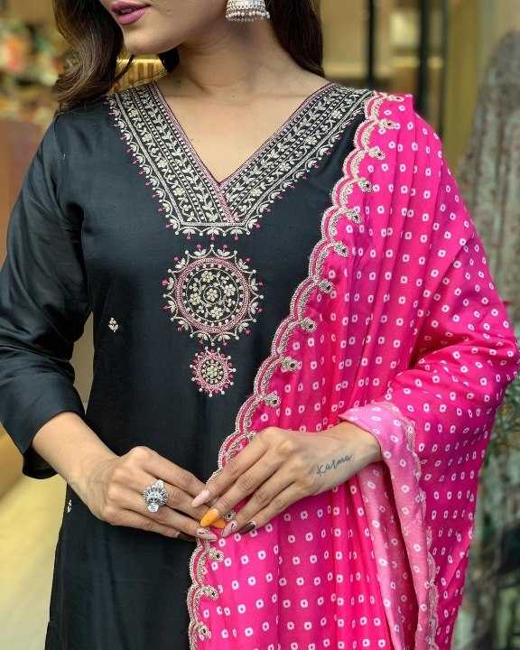 YNF MUSLIN SILK KESH164 G66 SUITS & DRESSES WHOLESALE EMBROIDRY LADIES SILK LONG KURTI BLACK SALWAR SUITS MANUFACTURE - Deevit International