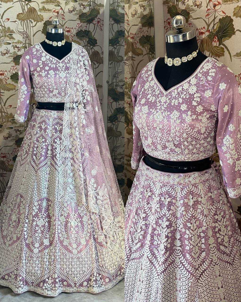 YNF NET RIN114 5054 LEHENGAS WHOLESALE DESIGNER WEDDING NET FANCY LEHENGAS MANUFACTURER