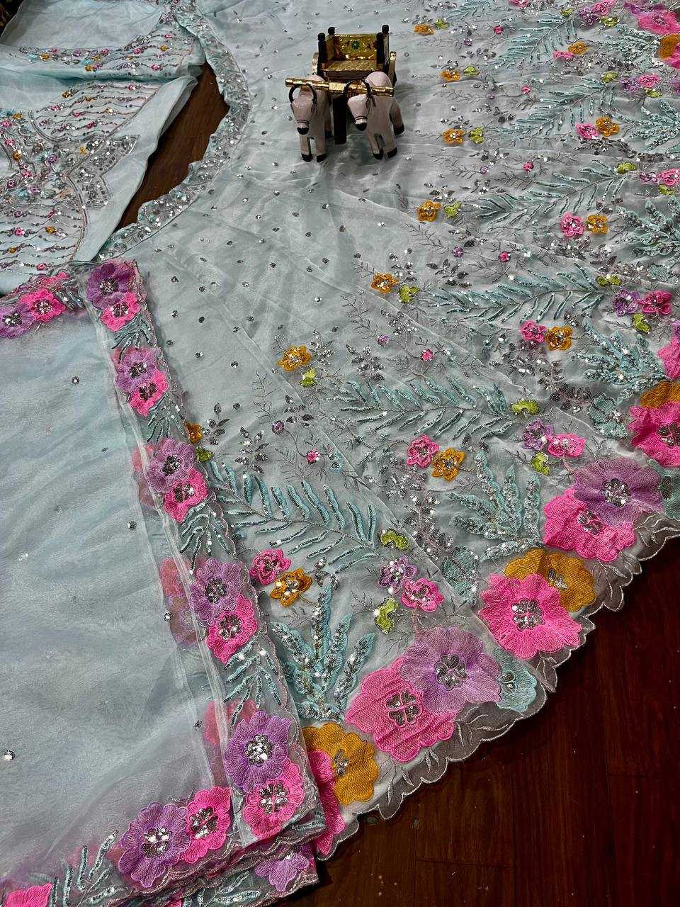 YNF ORGANZA SILK RIN108 1688 LEHENGAS WHOLESALE DESIGENR SILK WEDDING EMBROIDERED ENGAGEMENT LEHENGAS MANUFACTURER - Deevit International