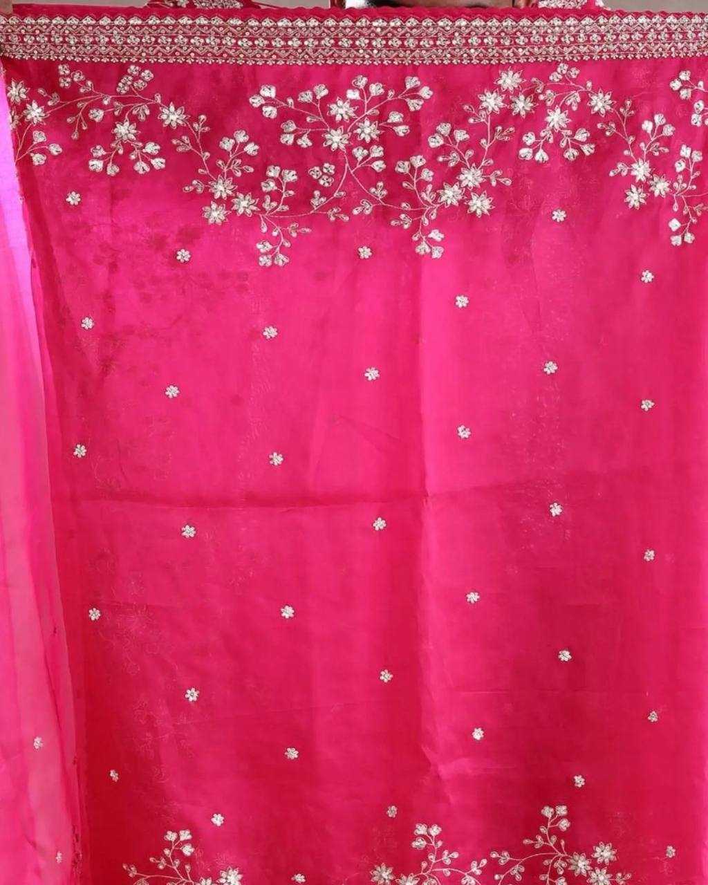 YNF ORGANZA SILK RIN187 653 SAREES WHOLESALE SEQUENCE EMBRODERY ORGANZA PINK SAREES MANUFACTURER - Deevit International