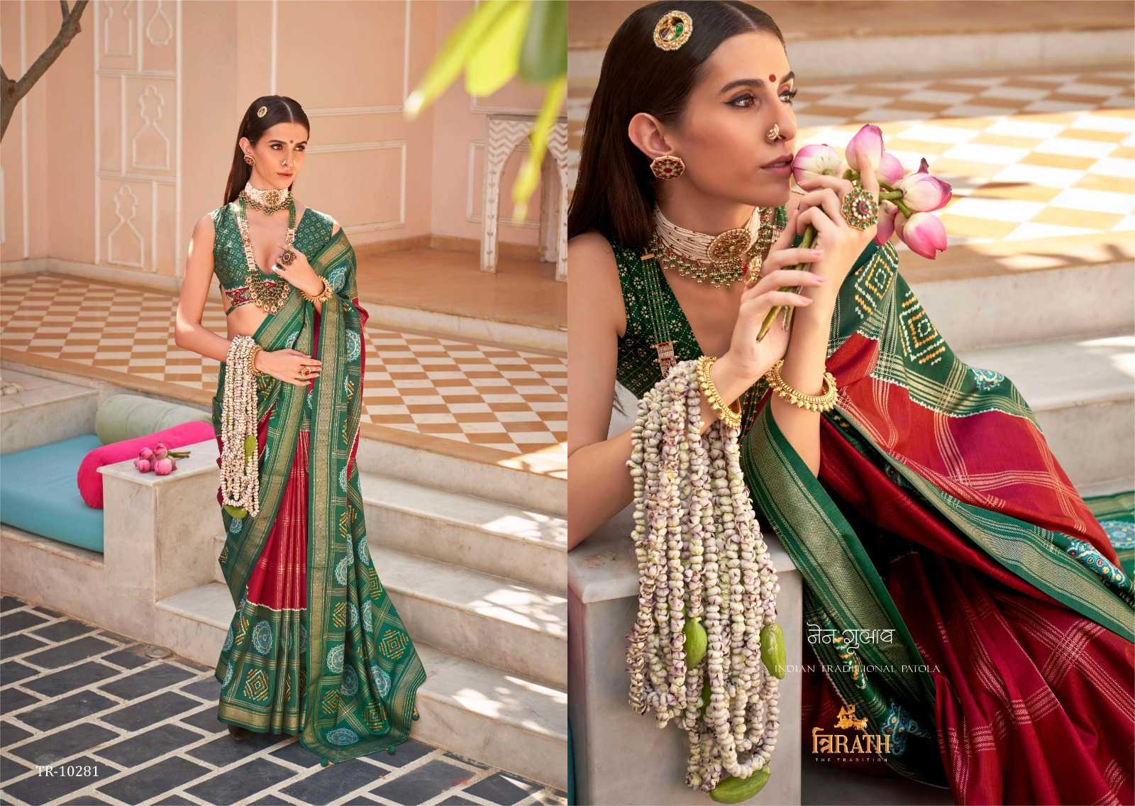 YNF PURE SILK TRIRATH KESH235 GULAB PATOLA CLOTHING BRANDS WHOLESALE SAREES MANUFACTURER  - Deevit International