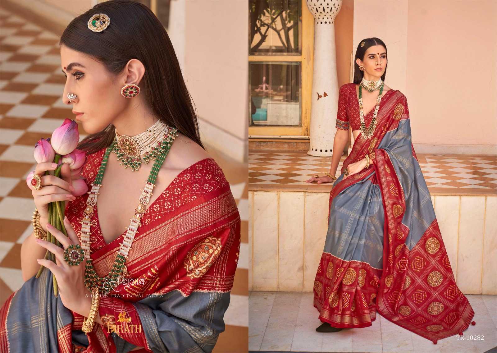 YNF PURE SILK TRIRATH KESH235 GULAB PATOLA CLOTHING BRANDS WHOLESALE SAREES MANUFACTURER  - Deevit International