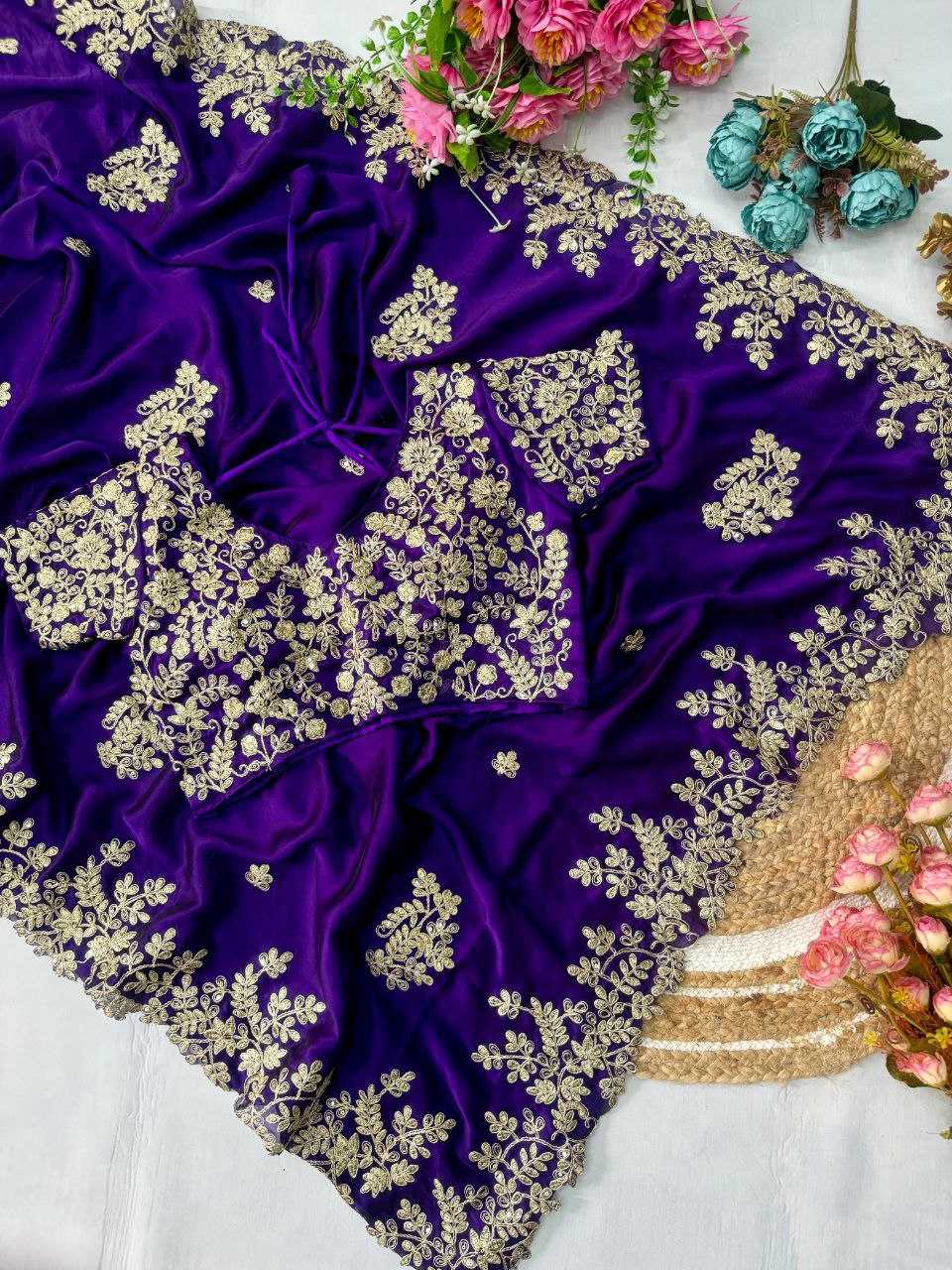 YNF RANGOLI SILK KESH188 9231 SAREES WHOLESALE SEQUENCE EMBROIDERED CUTWORK SILK SAREES WITH BLOUSE PURPLE SAREES  MANUFACTURER