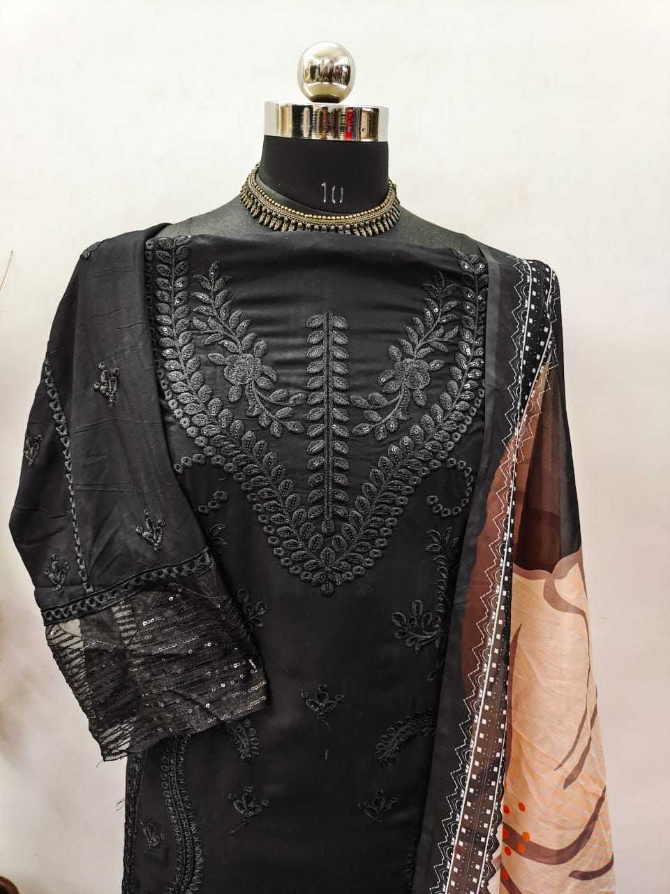 YNF REYON COTTON RIN129 154 SUITS & DRESSES WHOLESALE EMBROIDERY COTTON SEMI STITCHED BLACK SALWAR SUITS MANUFACTURE - Deevit International