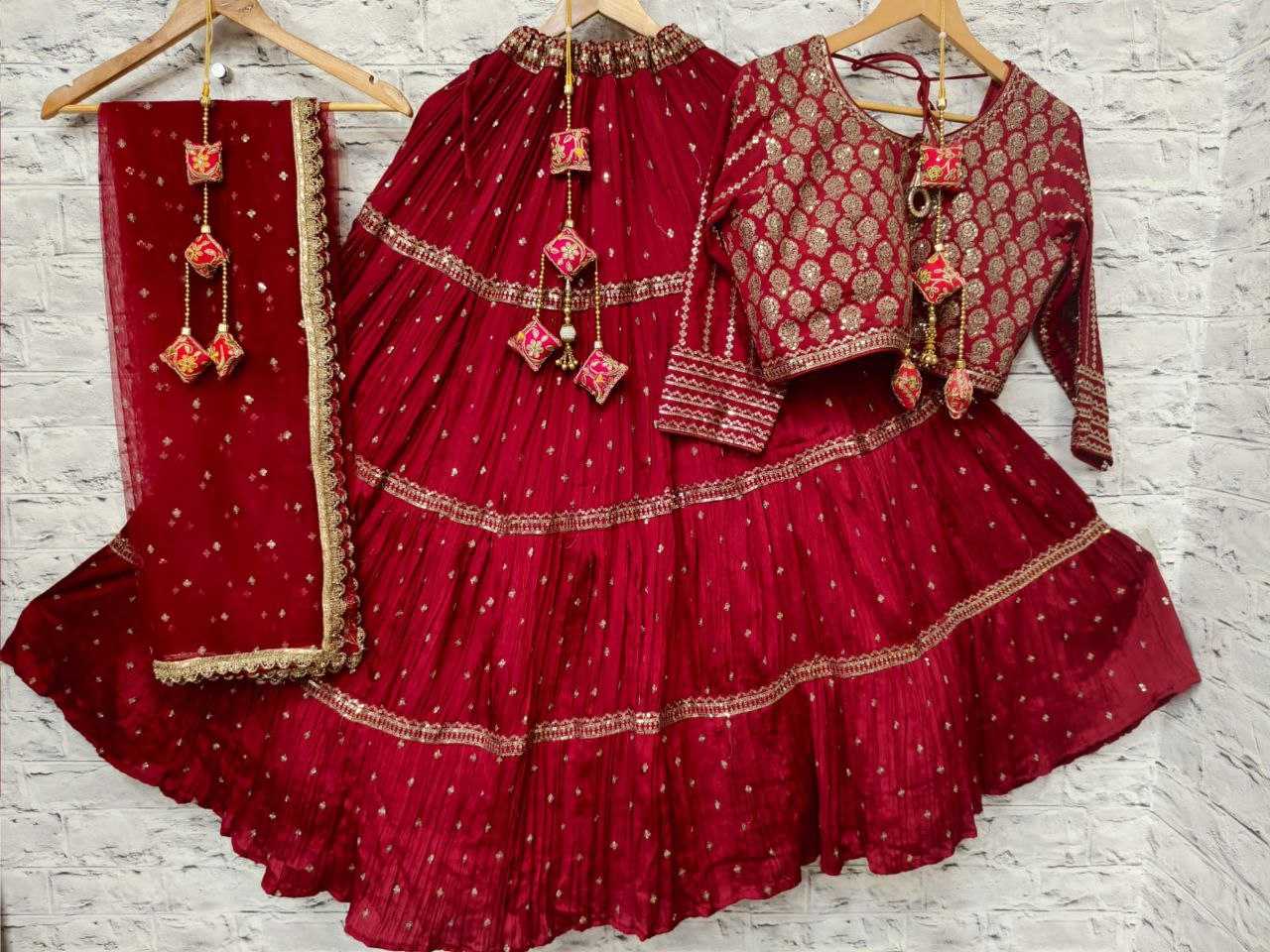 YNF SATIN SILK KESH179 AHB96 LEHENGAS WHOLESALE WEDDING SATIN SEQUINS MAROON LEHENGAS MANUFACTURER 4.8/5 Reviews On 