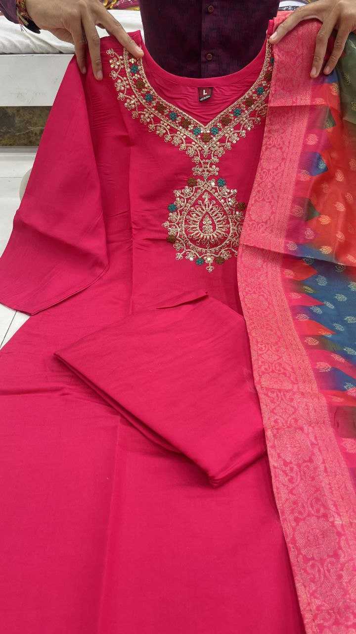 YNF SILK KESH209 BHC15 SUITS & DRESSES WHOLESALE EMBROIDERY LADIES SILK PINK SALWAR MANUFACTURER