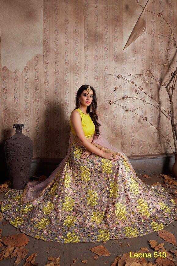 YNF SOFT NET RIN131 540 LEHENGAS WHOLESALE NET FANCY EMBROIDERED LEHENGAS MANUFACTURER